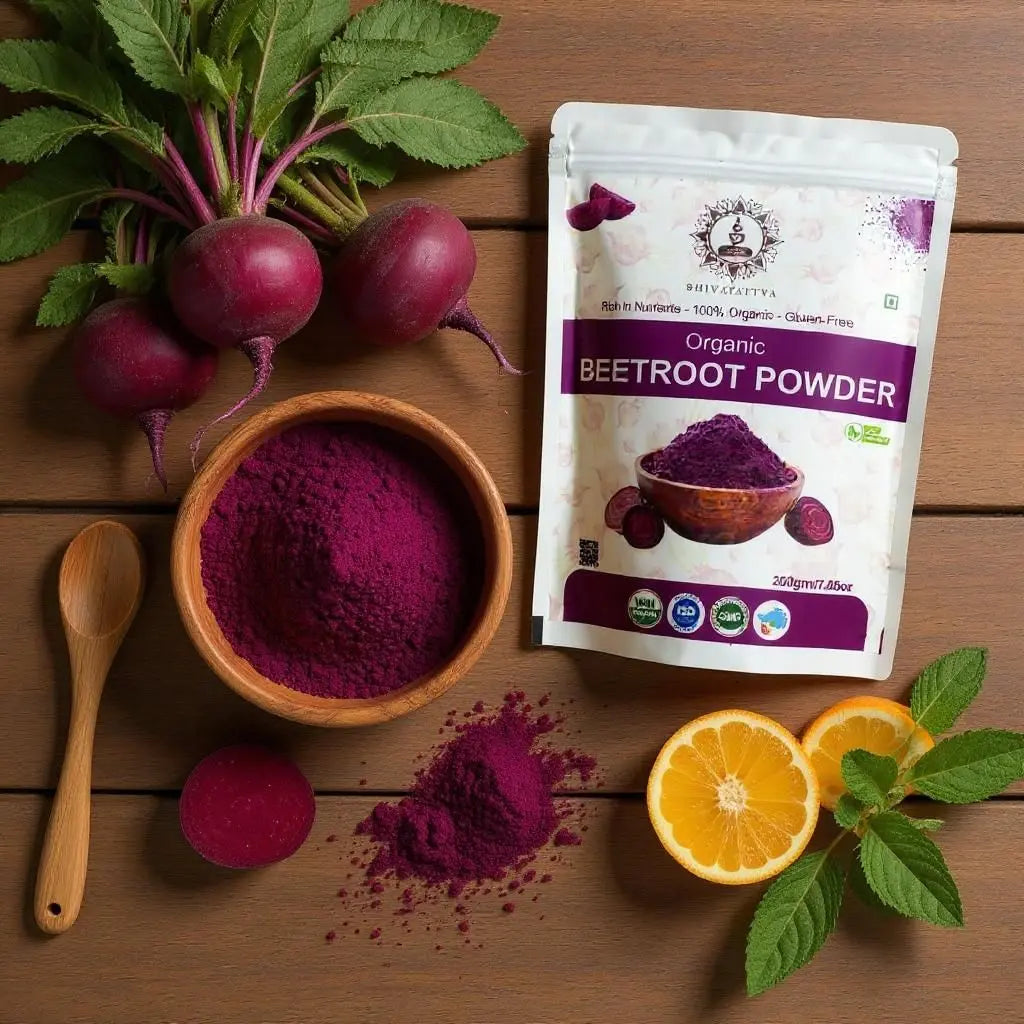 Shivatattva Organic Beetroot Powder | 100% Pure & Natural | Rich in Nitrates, Iron & Antioxidants | For Skin Glow, Stamina & Detox | No Added Color or Preservatives | 200g