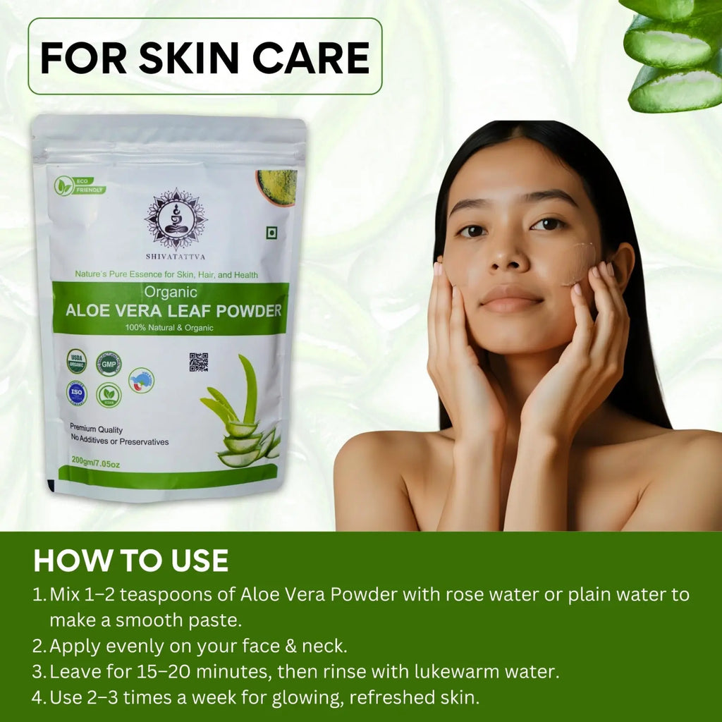Shivatattva Organic Aloe Vera Leaf Powder 200g – For Skin, Hair & Internal Detox | Edible & Pure