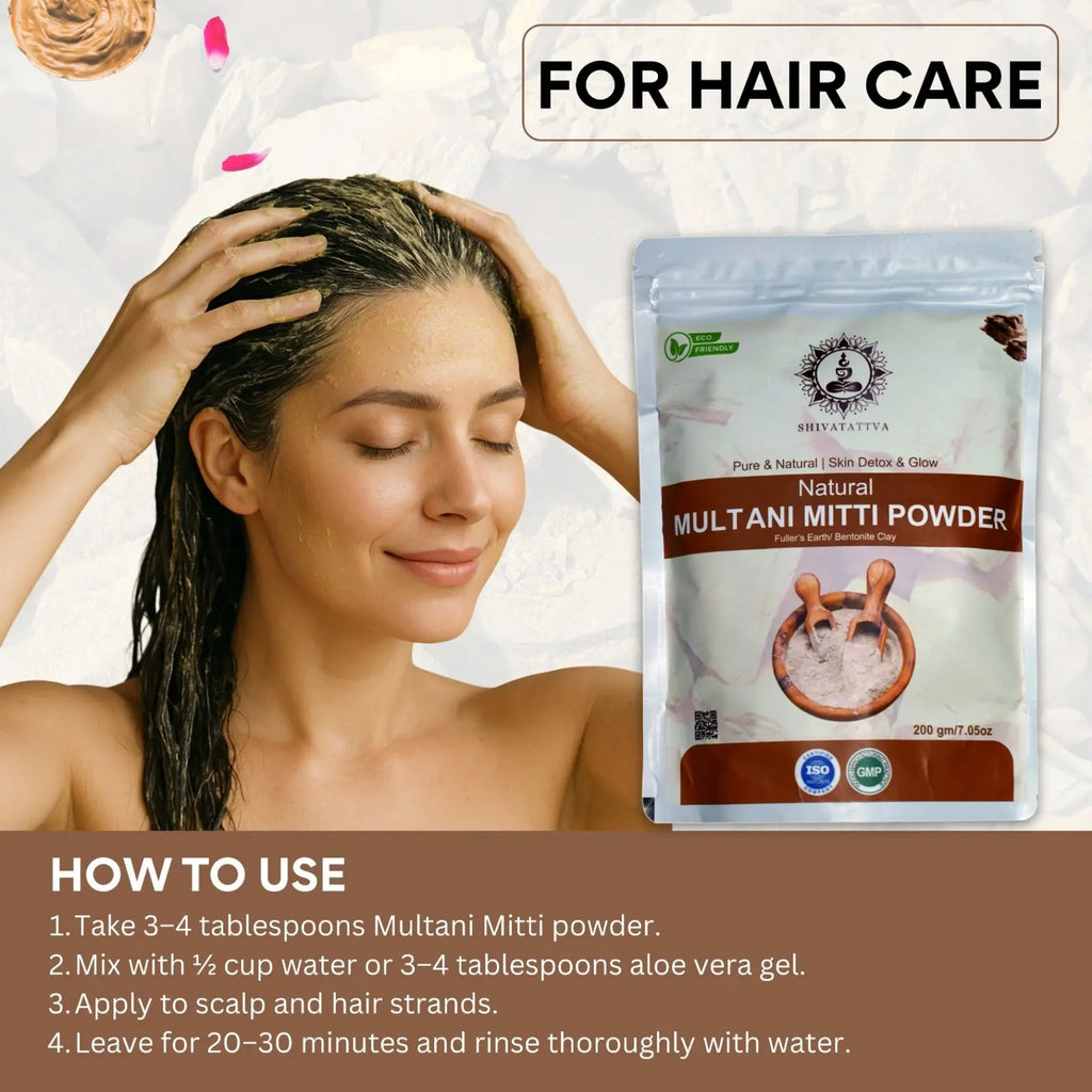Shivatattva Natural Multani Mitti Powder for Glowing Skin, Acne Control, Tan Removal & Oil-Free Look – 200g | 100% Pure Ayurvedic Fuller's Earth