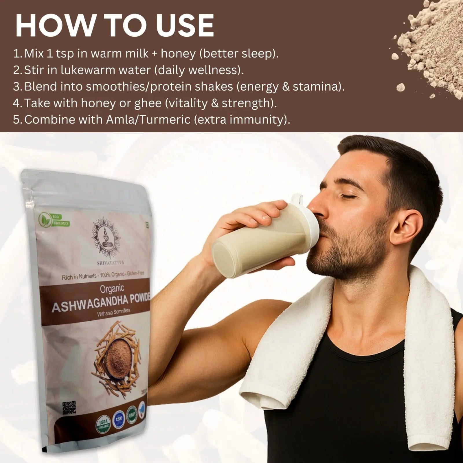 Shivatattva Organic Ashwagandha Powder 200g – Ayurvedic Churna for Stress, Sleep & Immunity Shivatattva.in