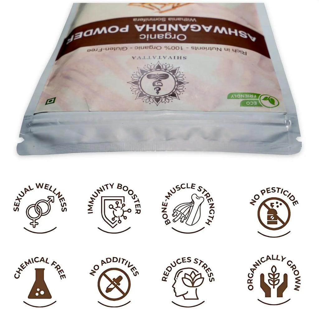 Shivatattva Organic Ashwagandha Powder 200g – Ayurvedic Churna for Stress, Sleep & Immunity Shivatattva.in