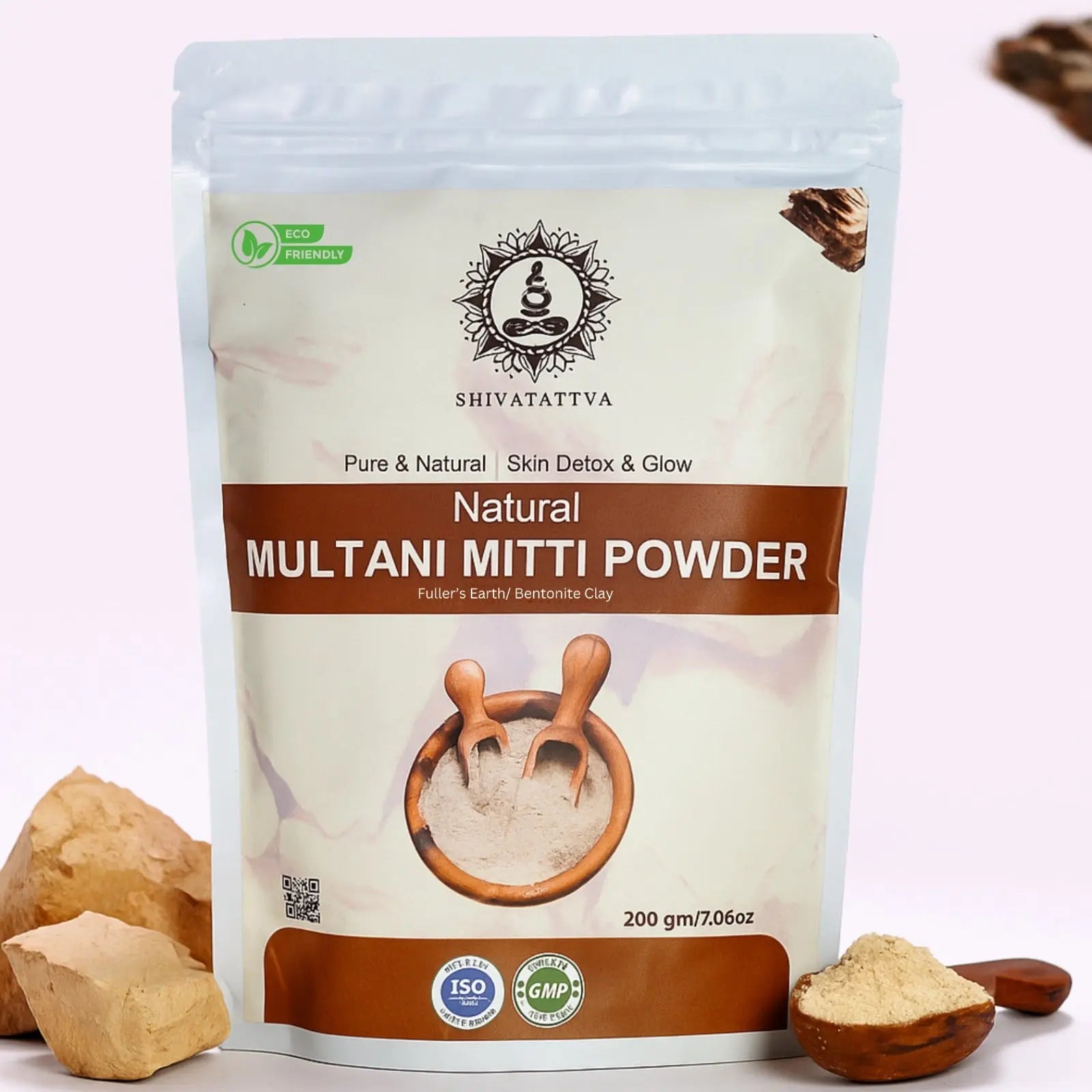 Shivatattva Natural Multani Mitti Powder for Glowing Skin, Acne Control, Tan Removal & Oil-Free Look – 200g | 100% Pure Ayurvedic Fuller's Earth