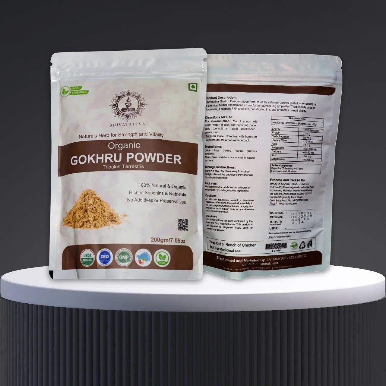 Shivatattva Organic Gokhru Powder 200g – Tribulus terrestris for Testosterone, Kidney & Strength Support Shivatattva.in