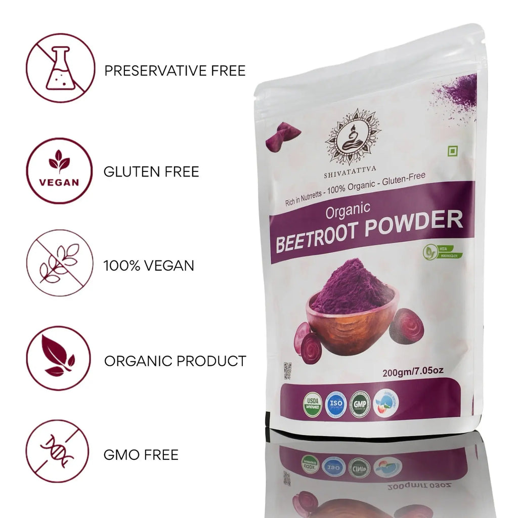 Shivatattva Organic Beetroot Powder | 100% Pure & Natural | Rich in Nitrates, Iron & Antioxidants | For Skin Glow, Stamina & Detox | No Added Color or Preservatives | 200g