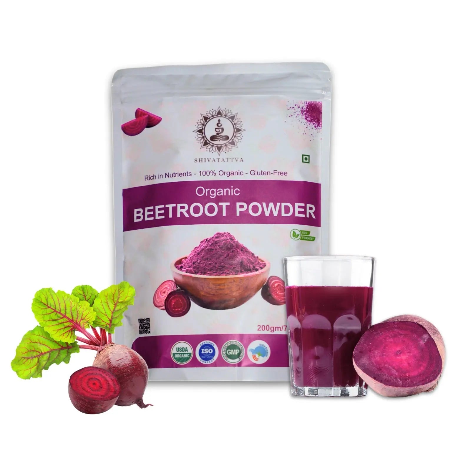 Shivatattva Organic Beetroot Powder | 100% Pure & Natural | Rich in Nitrates, Iron & Antioxidants | For Skin Glow, Stamina & Detox | No Added Color or Preservatives | 200g
