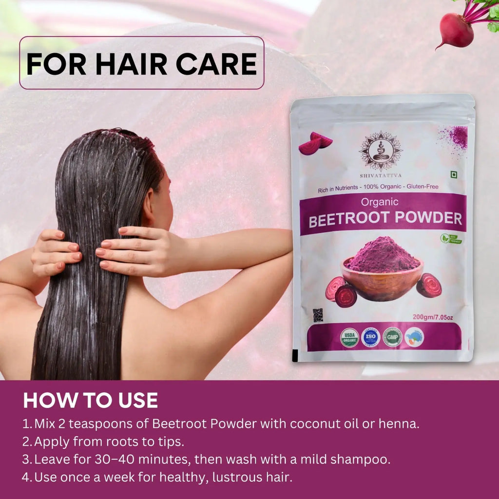 Shivatattva Organic Beetroot Powder | 100% Pure & Natural | Rich in Nitrates, Iron & Antioxidants | For Skin Glow, Stamina & Detox | No Added Color or Preservatives | 200g