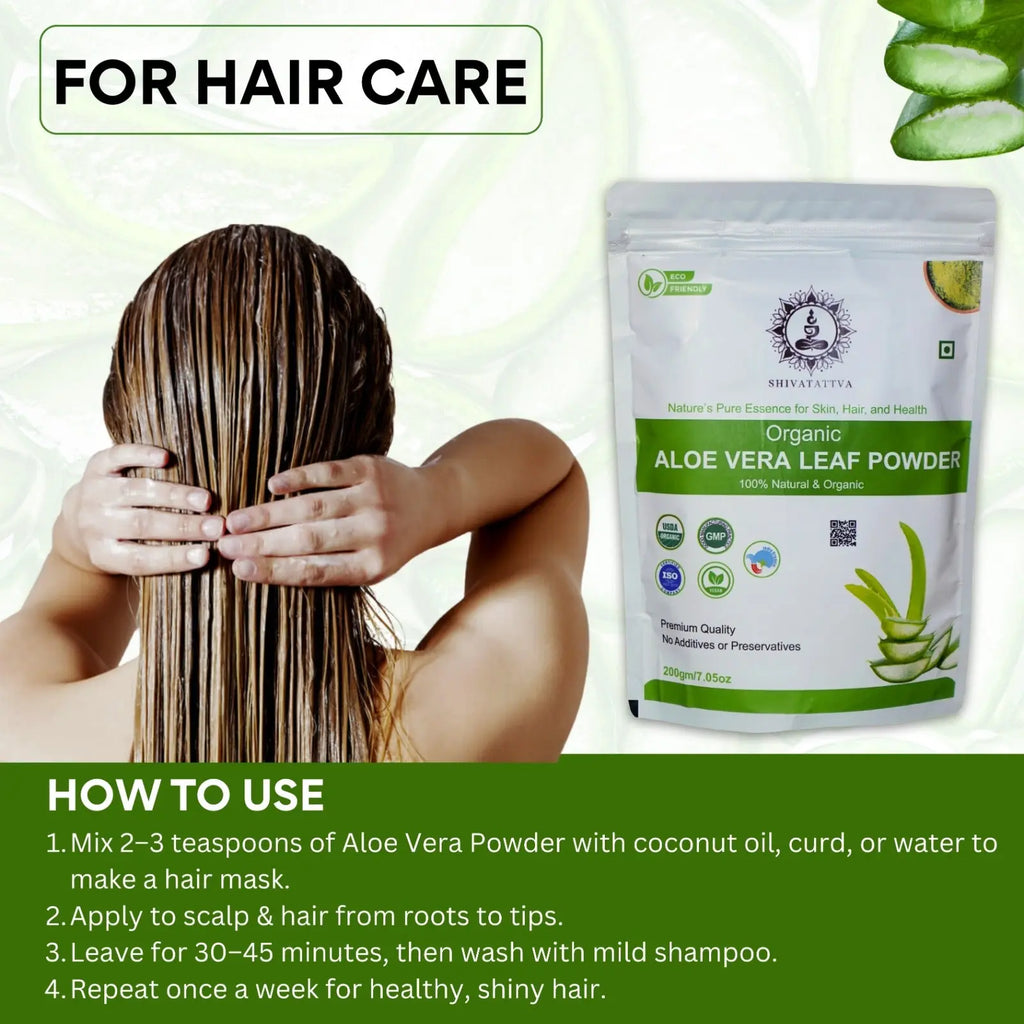 Shivatattva Organic Aloe Vera Leaf Powder 200g – For Skin, Hair & Internal Detox | Edible & Pure