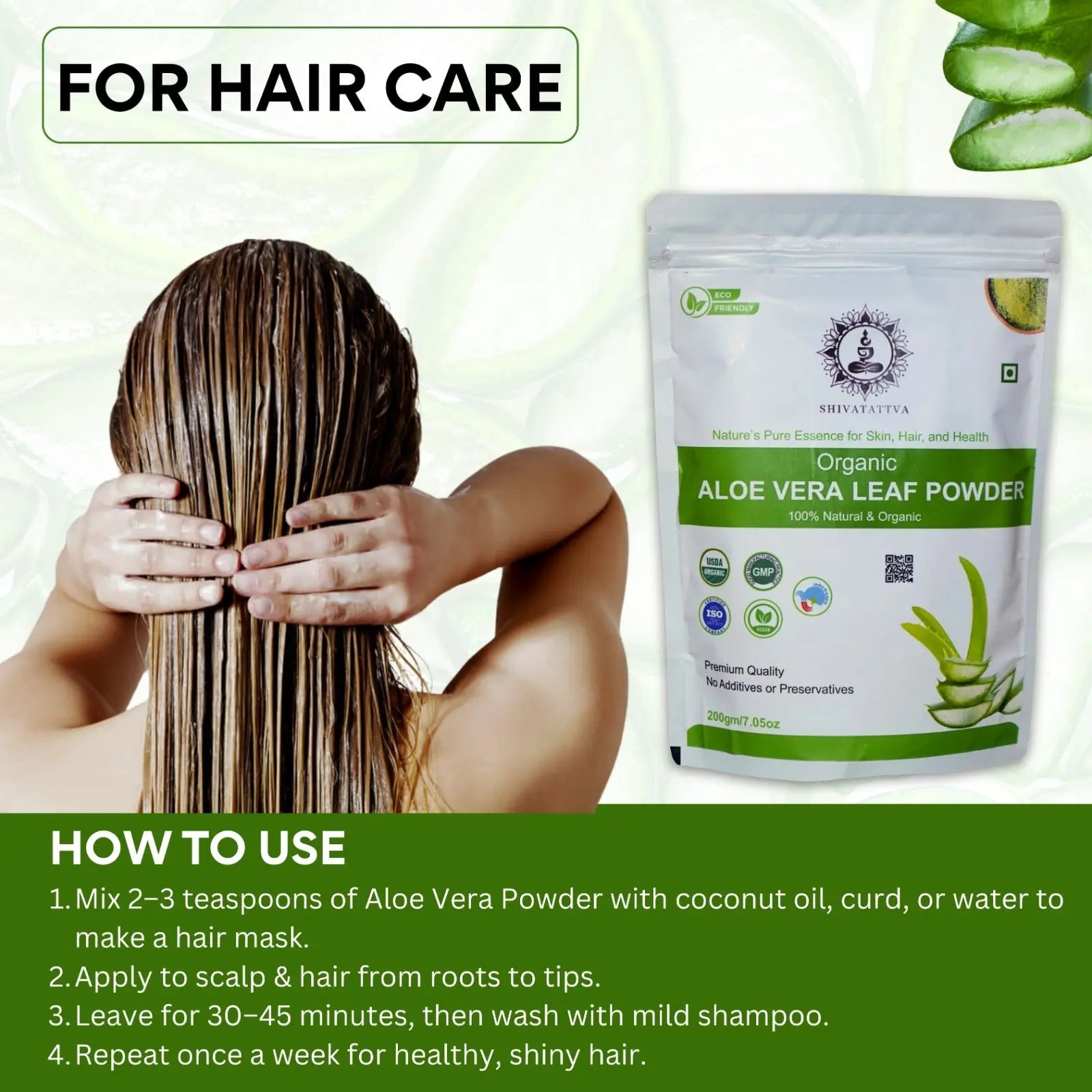 Shivatattva Organic Aloe Vera Leaf Powder 200g – For Skin, Hair & Internal Detox | Edible & Pure